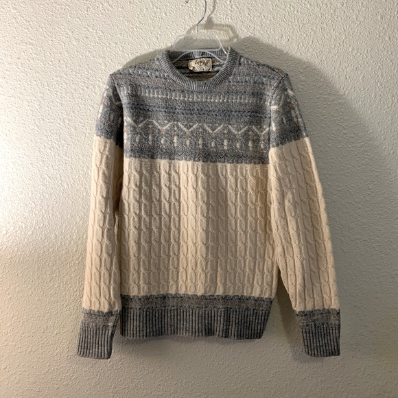 Gray & Cream Cableknit Fisherman’s Sweater - Picture 1 of 3